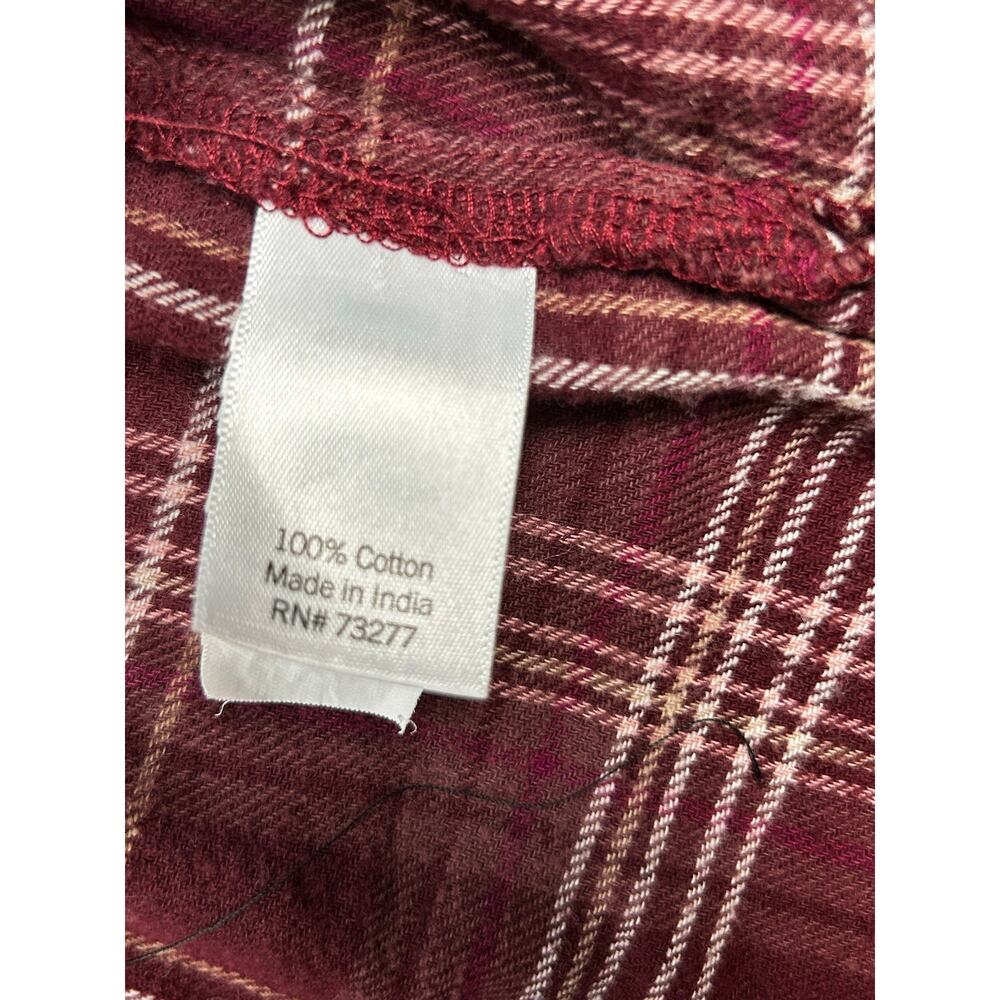 SONOMA Burgundy Wine Plaid Upcycled Butterfly Flannel Shirt Size Small - Picture 7 of 11